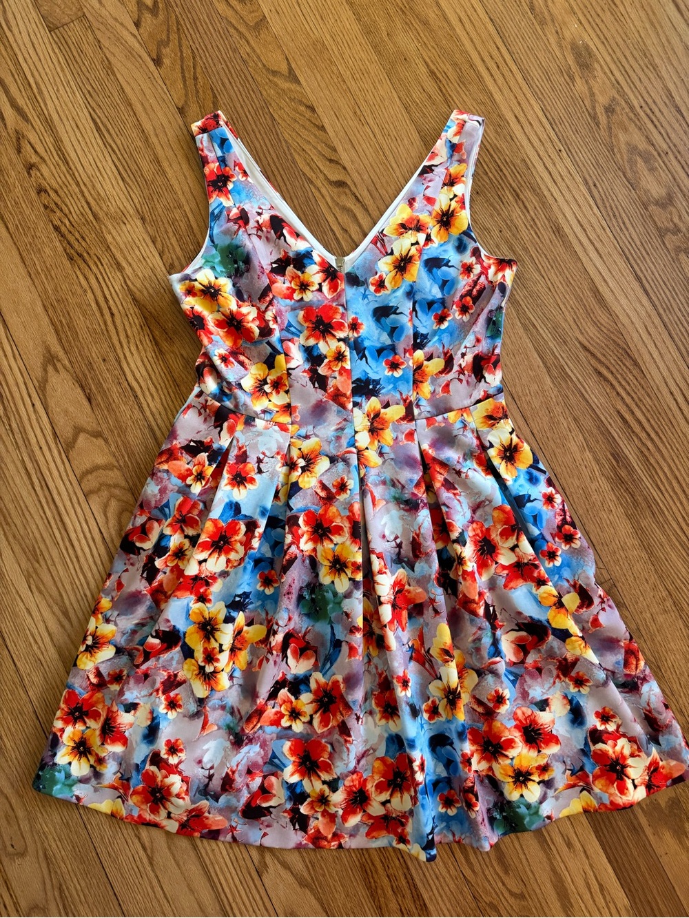 Betsey Johnson Photoreal Flower Print Fit & Flare Dress sz 14